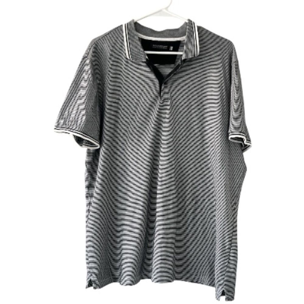 Banana Republic Black and White Striped Polo Shirt size XL